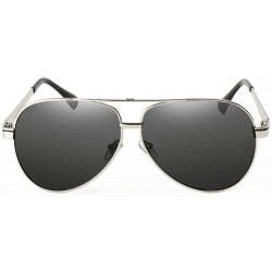 Aviator Retro Unisex Polarized Sunglasses for Men-100% UV protection - Styleb Silver - CZ18ATDH8Q8 $16.73