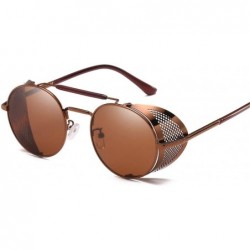 Rectangular Retro Round Metal Sunglasses Men Women Glasses Shades UV Protection - 4-gold-tea - CD194OSRCSY $22.15