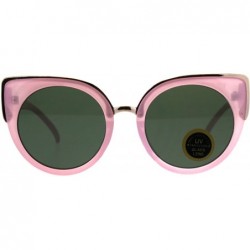 Cat Eye Womens Temper Glass Lens Round Circle Lens Cat Eye Mod Sunglasses - Pink Green - C418D5SU7KU $18.56