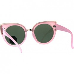 Cat Eye Womens Temper Glass Lens Round Circle Lens Cat Eye Mod Sunglasses - Pink Green - C418D5SU7KU $11.29