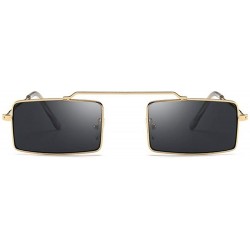 Round Square Purple Sunglasses Women Trend Metal Frame Small Sun Glasses Female Vintage Rectangular Skinny - Goldblue - CI198...