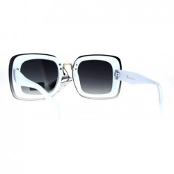 Rectangular Rimless Rectangular Luxury Designer Fashion Womens Plastic Sunglasses - White - CN17AZHO8WN $11.40