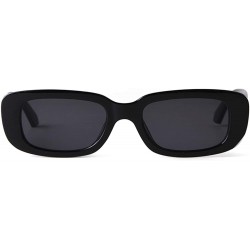 Aviator Rectangle Sunglasses for Women Men Vintage Retro Sunglasses Square Frame Eyewear - Black Frame/Grey Lens - C218QT32WI...