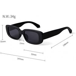 Aviator Rectangle Sunglasses for Women Men Vintage Retro Sunglasses Square Frame Eyewear - Black Frame/Grey Lens - C218QT32WI...
