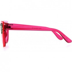 Shield Womens Rhinestone Jewel Trim Panel Shield Lens Horned Sunglasses - Fuchsia - CM18D47IXK7 $9.91