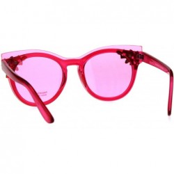 Shield Womens Rhinestone Jewel Trim Panel Shield Lens Horned Sunglasses - Fuchsia - CM18D47IXK7 $9.91