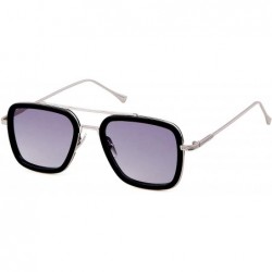 Goggle Retro Aviator Square Sunglasses for Men Women Gradient Lens Shades - Gradient Grey Lens - CK18XDHETCL $9.83