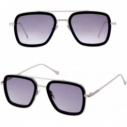 Goggle Retro Aviator Square Sunglasses for Men Women Gradient Lens Shades - Gradient Grey Lens - CK18XDHETCL $9.83
