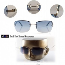 Rectangular Semi-Rimless Rounded Rectangular Tinted Sunglasses A297 - Silver Black - CT18ZTZ8GQS $13.46