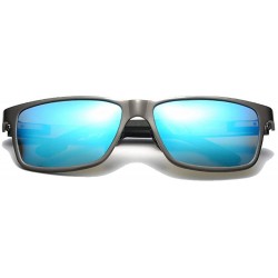 Square Polarized Sunglasses Mens Fashion Aluminum Magnesium Sun Glasses Driving Eyewear - Gun/Blue - CI185N9MNS5 $9.68