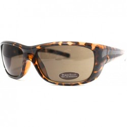 Rectangular Sunglasses Mens Demi Amber Plastic Rectangle Wrap - Brown Lens PE2-02 - CV118T72BS7 $20.22