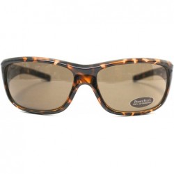 Rectangular Sunglasses Mens Demi Amber Plastic Rectangle Wrap - Brown Lens PE2-02 - CV118T72BS7 $20.22
