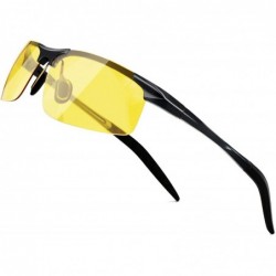 Shield Men's Polarized Sunglasses for Driving Fishing Golf Metal Frame UV400 - S8 Black Frame/Night Lens - CI18QSI3RC9 $39.05