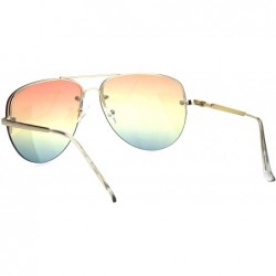 Rimless Oceanic Tie Dye Lens Rimless Officer Cop Racer Metal Rim Sunglasses - Gold Orange Blue - CT18I62IMTO $8.71