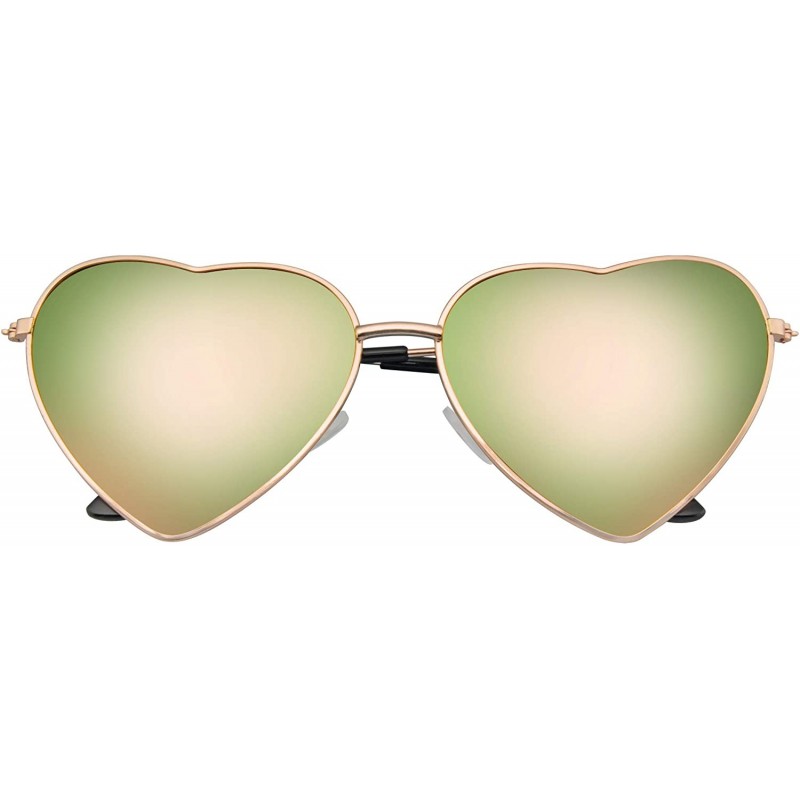 Oversized Womens Metal Heart Frame Mirror Lens Cupid Heart shape Sunglasses - Purple Ice - CT12NAZ929B $8.13