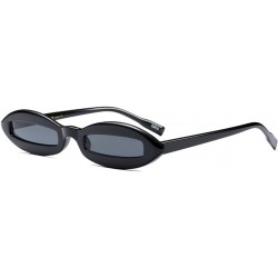 Oval Women Oval Frame Fashion Sunglass - Black/Grey - CV18DWNI59A $12.59