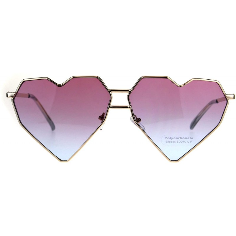 Rectangular Womens Squared Heart Shape Oceanic Gradient Lens Sunglasses - Pink Blue - C1180HCCYME $13.27