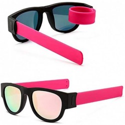 Round Premium Unisex Polarized Fold Frame Sun Glasses Trendy Stylish Sunglasses for Men Women - Pink Pink Lens - C818YOG850U ...