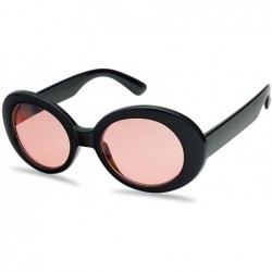 Oval Retro Bold Arms Color Tinted Oval Lens Novelty Sunglasses 50mm (Black - Pink) - CO184XISHKW $10.47