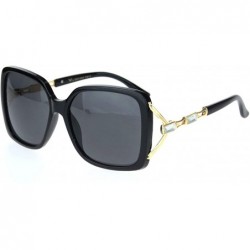 Butterfly Womens Squared rectangle Rhinestone Jewel Butterfly Designer Sunglasses - Black Gold Solid Black - CE18MD68QKL $9.52