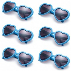 Aviator 6 Neon Colors Heart Shape Party Favors Sunglasses - Multi Packs - 6-pack Blue - CB183S5DMCX $12.49