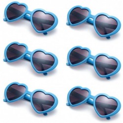 Aviator 6 Neon Colors Heart Shape Party Favors Sunglasses - Multi Packs - 6-pack Blue - CB183S5DMCX $22.54