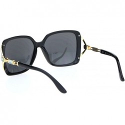 Butterfly Womens Squared rectangle Rhinestone Jewel Butterfly Designer Sunglasses - Black Gold Solid Black - CE18MD68QKL $9.52