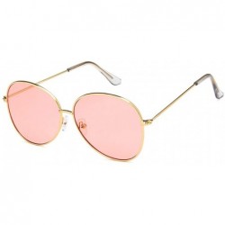 Oval Unisex Sunglasses Retro Gold Grey Drive Holiday Oval Non-Polarized UV400 - Gold Pink - CK18RLO45H0 $17.64