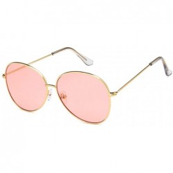 Oval Unisex Sunglasses Retro Gold Grey Drive Holiday Oval Non-Polarized UV400 - Gold Pink - CK18RLO45H0 $7.76