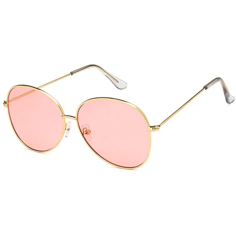 Oval Unisex Sunglasses Retro Gold Grey Drive Holiday Oval Non-Polarized UV400 - Gold Pink - CK18RLO45H0 $7.76