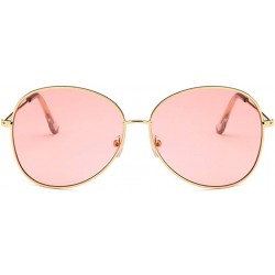 Oval Unisex Sunglasses Retro Gold Grey Drive Holiday Oval Non-Polarized UV400 - Gold Pink - CK18RLO45H0 $7.76