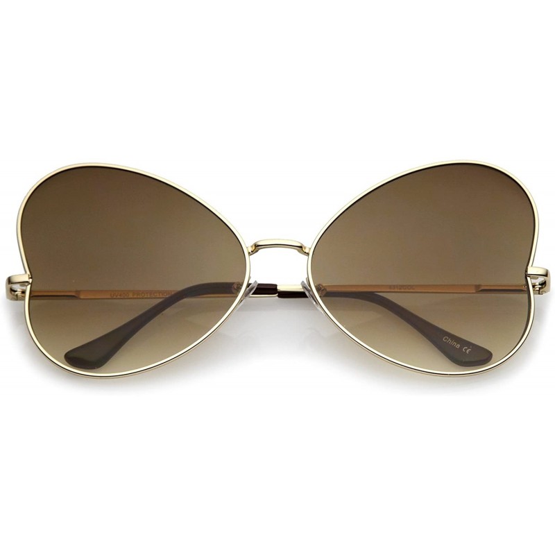 Oversized Women's Oversize Ultra Slim Temple Gradient Flat Lens Butterfly Sunglasses 61mm - Gold / Brown Gradient - C017YNYWL...