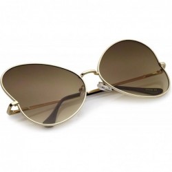 Oversized Women's Oversize Ultra Slim Temple Gradient Flat Lens Butterfly Sunglasses 61mm - Gold / Brown Gradient - C017YNYWL...