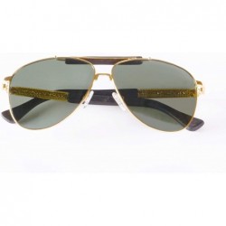 Aviator Men's Polarized Sunglasses Classic UV400 Wood Sun Glasses - Z1565 - Gold/Ebony - CD12FZ16XV5 $28.03