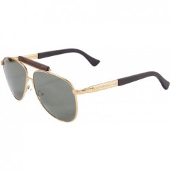 Aviator Men's Polarized Sunglasses Classic UV400 Wood Sun Glasses - Z1565 - Gold/Ebony - CD12FZ16XV5 $13.44