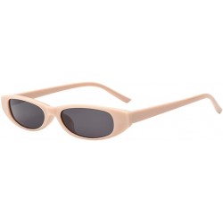 Oval Vintage Slender Oval Sunglasses for Women - Small Oval Leopard Print Rapper Shades Grunge Glasses Eyeglass - D - C91960L...