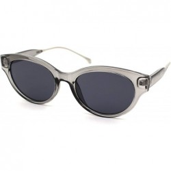 Oval Womens Oval Round Horn Rim Thick Plastic Mod Sunglasses - Grey Black - C718YI7W4ML $20.30