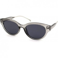 Oval Womens Oval Round Horn Rim Thick Plastic Mod Sunglasses - Grey Black - C718YI7W4ML $9.00