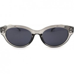 Oval Womens Oval Round Horn Rim Thick Plastic Mod Sunglasses - Grey Black - C718YI7W4ML $9.00