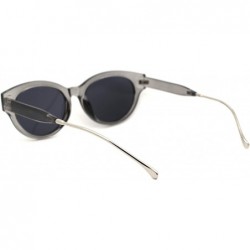 Oval Womens Oval Round Horn Rim Thick Plastic Mod Sunglasses - Grey Black - C718YI7W4ML $9.00