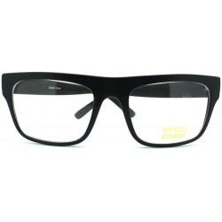 Rectangular Nerdy Square Rectangular Horn Rimmed Clear Lens Glasses - Matte Black - CK11B56S56B $9.73