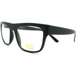 Rectangular Nerdy Square Rectangular Horn Rimmed Clear Lens Glasses - Matte Black - CK11B56S56B $9.73