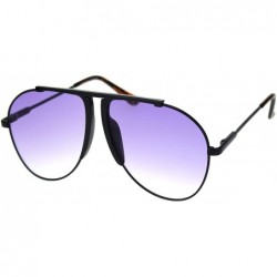 Aviator Racer Aviator Sunglasses Vintage Unisex Fashion Gradient Color Lens Spring Hinge - Black (Purple) - CO18A54EA48 $11.96