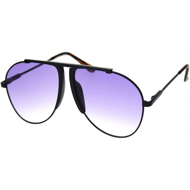 Aviator Racer Aviator Sunglasses Vintage Unisex Fashion Gradient Color Lens Spring Hinge - Black (Purple) - CO18A54EA48 $11.96