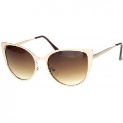 Cat Eye Womens Metal Rim Retro Fashion Cat Eye Mod Sunglasses - Beige Gold Gradient Brown - CA18MDNKSE0 $23.85