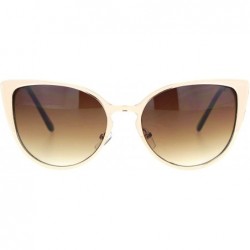 Cat Eye Womens Metal Rim Retro Fashion Cat Eye Mod Sunglasses - Beige Gold Gradient Brown - CA18MDNKSE0 $13.94