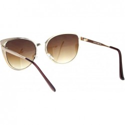 Cat Eye Womens Metal Rim Retro Fashion Cat Eye Mod Sunglasses - Beige Gold Gradient Brown - CA18MDNKSE0 $13.94