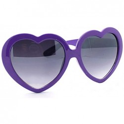 Oversized Women's Summer Fashion Heart-Shaped Plastic Frame Retro Sunglasses - Purple - CU11LLKCHIN $15.56