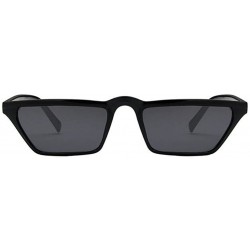 Rectangular Mens Womens Small Square Cat Eye Style Mirrored Sunglasses Retro UV400 - Bright Black - C318D6SKM63 $8.99