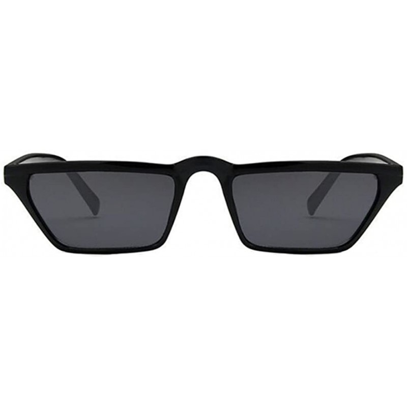 Rectangular Mens Womens Small Square Cat Eye Style Mirrored Sunglasses Retro UV400 - Bright Black - C318D6SKM63 $8.99